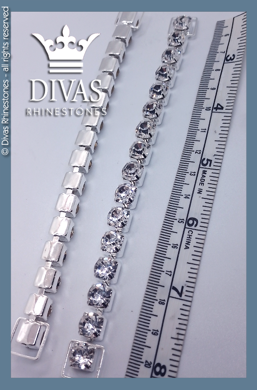 1 Row Slim Crystal Bottoms Connectors in alloy casing - 17cm / 2 pieces