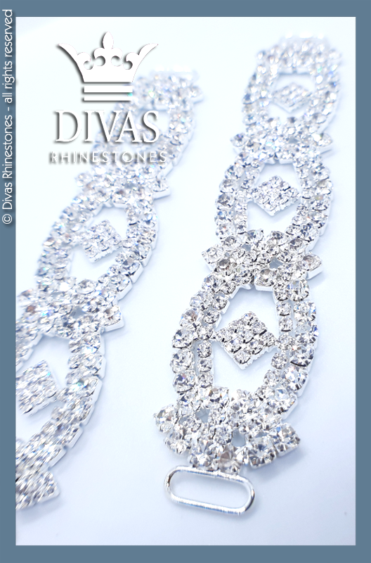 Fantasy Czech Crystal Strap Connectors in alloy casing - 14cm / 2 pieces