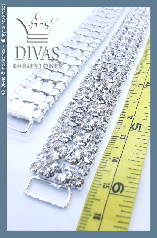 Silver Double Stack Glass Crystal Bottom Connectors in alloy casing - 17cm / 2 pieces