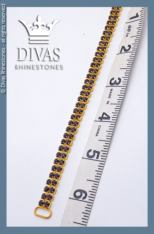 Black Double Row Slim Bottom Connectors in gold alloy casing - 16cm / 2 pieces