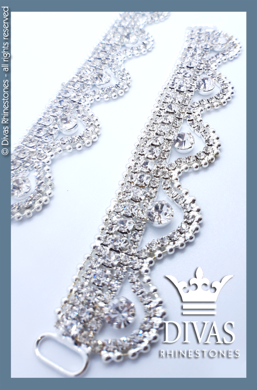 Silver Czech Crystal Bottom Connectors in alloy casing - 13cm / 2 pieces