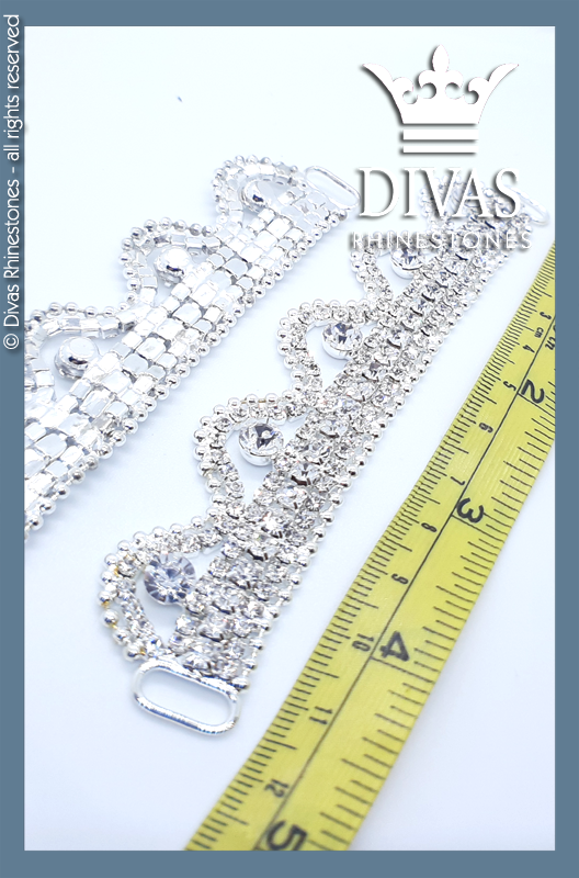 Silver Czech Crystal Bottom Connectors in alloy casing - 13cm / 2 pieces