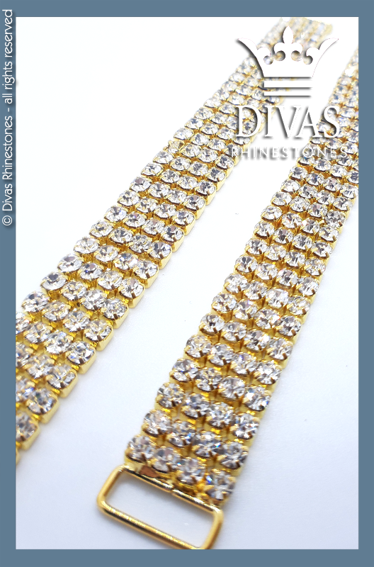 4 Row Gold Czech Crystal Bottoms Connectors in alloy casing - 17cm / 2 pieces
