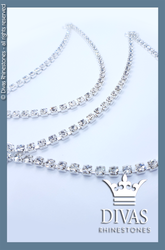 1 Row, 2 Tiered, Slim Dangling Czech Crystal Bottoms Connectors in alloy casing - 17cm / 2 pieces