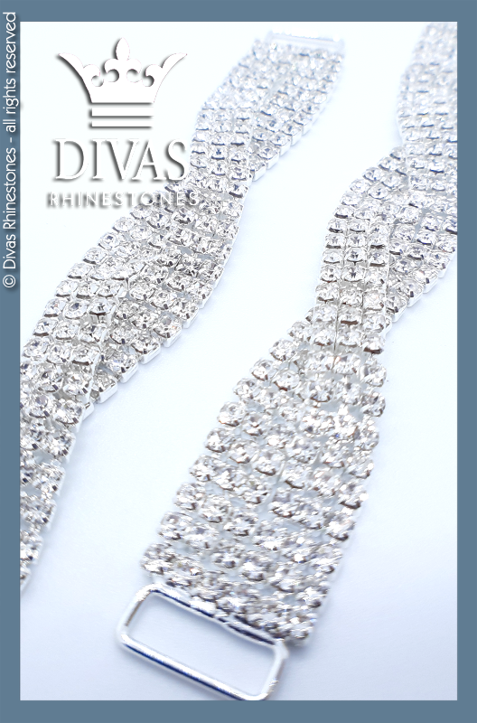 Twisted Czech Crystal Strap Connectors in alloy casing - 12cm / 2 pieces