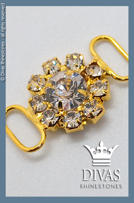 Gold Alloy Fantasy Centre Piece Encrusted with Crystal Rhinestones - 2.5cm