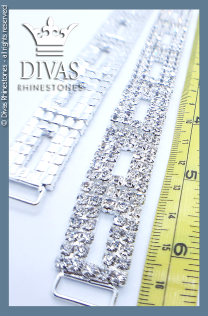 Silver Ladder Czech Crystal Bottom Connectors in alloy casing - 17cm / 2 pieces