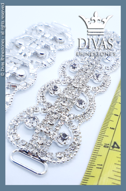 Fantasy Glass Crystal Strap Connectors in alloy casing - 12cm / 2 pieces