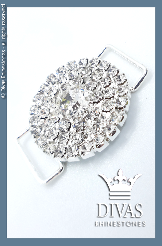 Silver Alloy Circle Centre Piece Encrusted with Crystal Rhinestone - 3cm