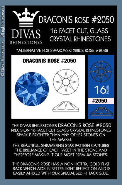 RHINESTONES - Draconis Rose #2050 Glass Crystal 'Crystal AB' *Premium Grade*